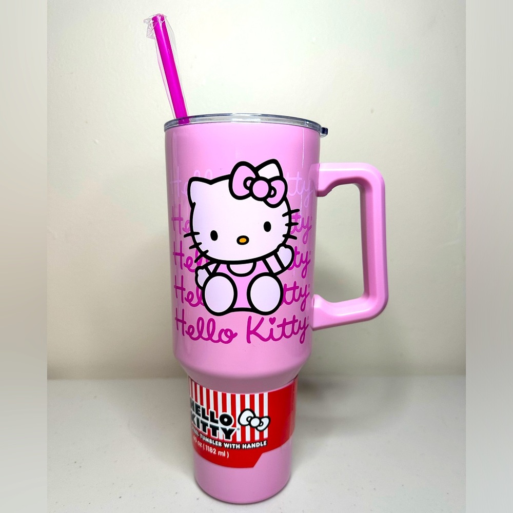 Silver Buffalo Hello Kitty Pink Gradient Stainless Steel
Tumbler w/ Handle 40 oz